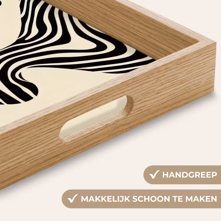 Beige - Lijnen - Golvend - Abstract Dienblad Rechthoek middel -USP_HandgreepNL