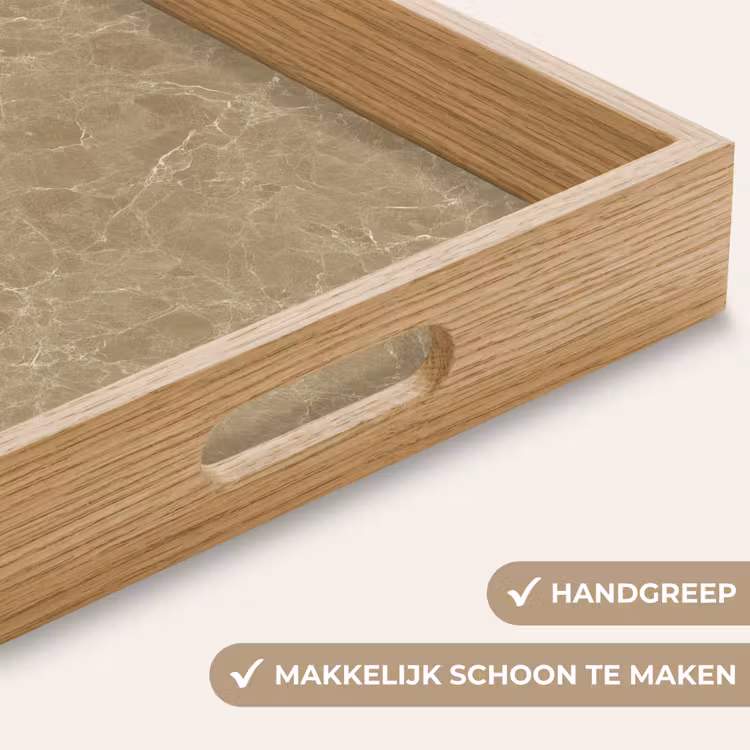 Beige - Marmer - Witte aders Dienblad Rechthoek middel 911 -USP_HandgreepNL
