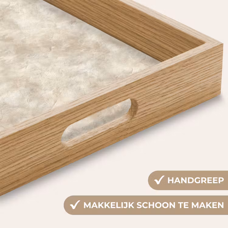 Beige - Reliëfstructuur - Natuursteen Dienblad Rechthoek middel 911 -USP_HandgreepNL