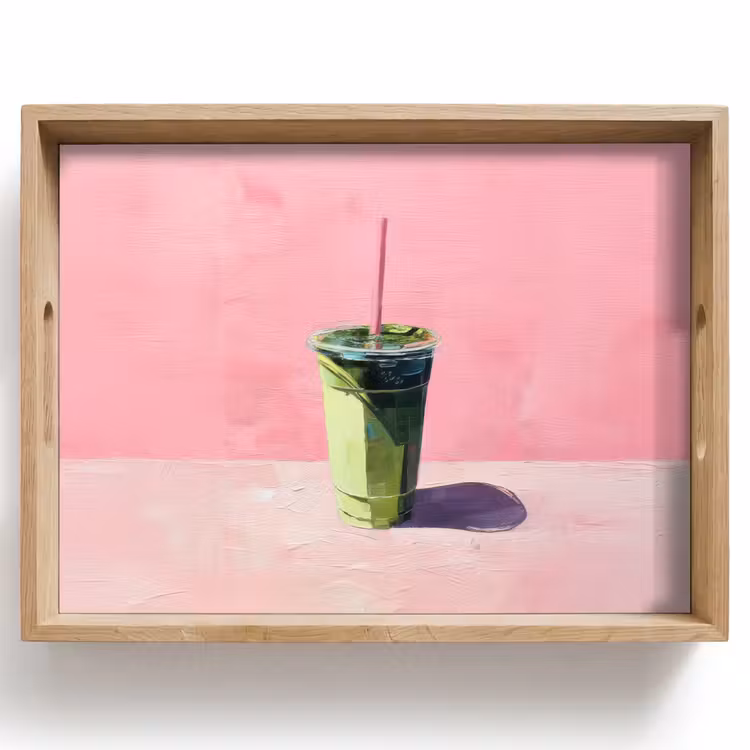Beker - Rietje - Minimalistisch - Groen Dienblad Rechthoek middel -z3d_shopping
