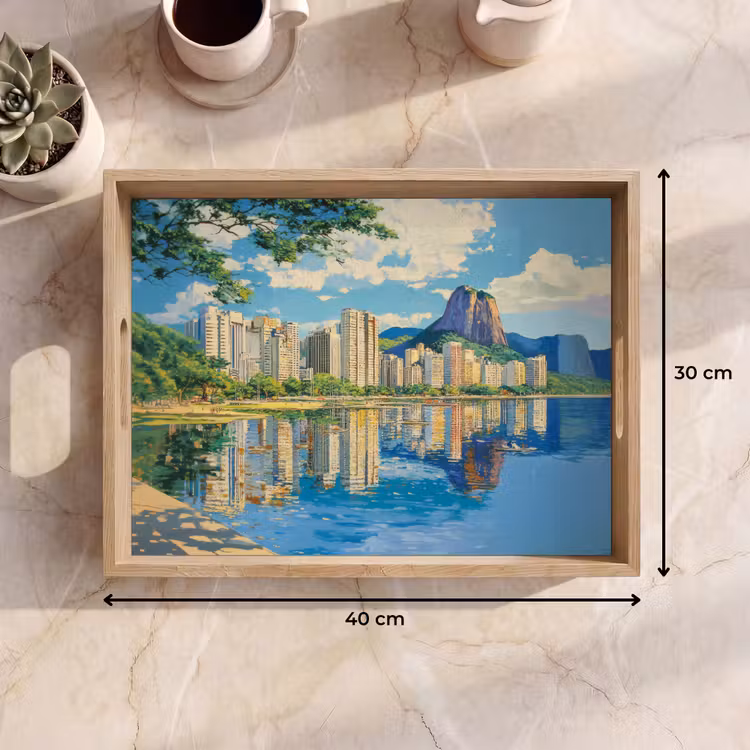 Berg - Skyline - Strand - Water Dienblad Rechthoek middel -USP_Formaat