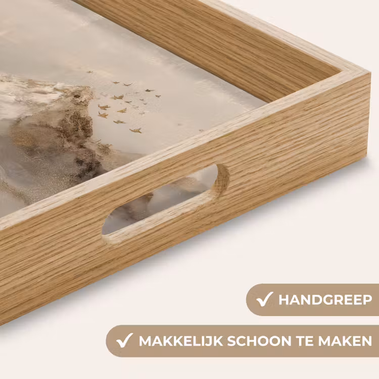 Berglandschap - Mist - Penseelstreken Dienblad Rechthoek middel -USP_HandgreepNL