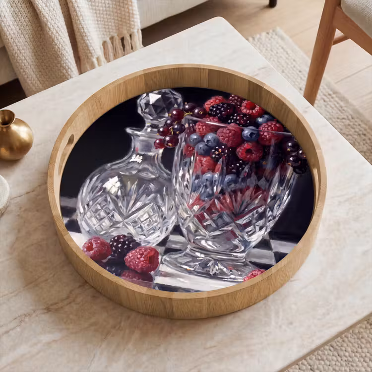 Dienblad - Bessen - Kristal - Stilleven - Bessen - Kristal - Stilleven Dienblad Rond middel