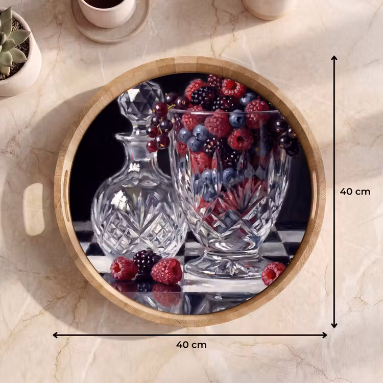 Dienblad - Bessen - Kristal - Stilleven - Bessen - Kristal - Stilleven Dienblad Rond middel