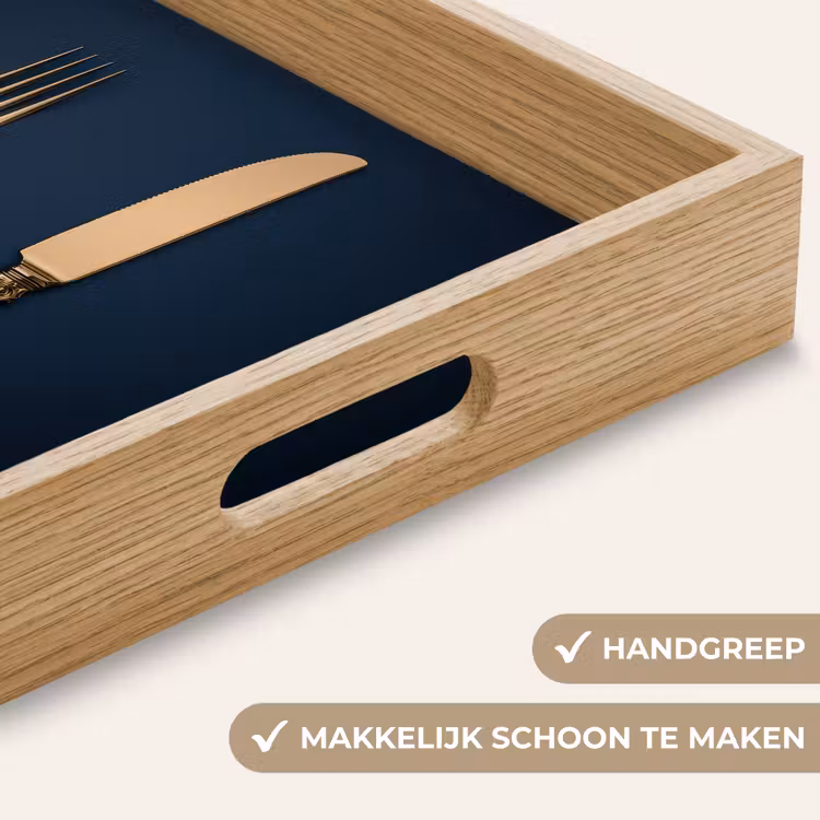 Bestek - Donkerblauw - Goud Dienblad Rechthoek middel -USP_HandgreepNL