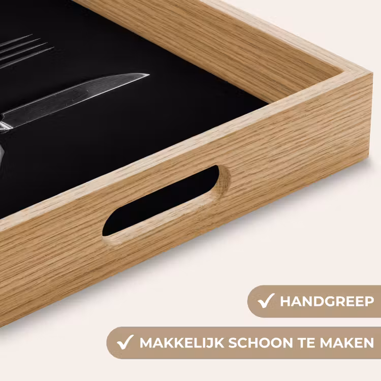 Bestek - Zwart - Wit Dienblad Rechthoek middel -USP_HandgreepNL