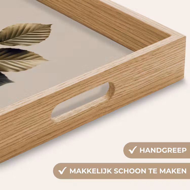 Beukenbladeren - Bruin - Groen - neutraal Dienblad Rechthoek middel -USP_HandgreepNL