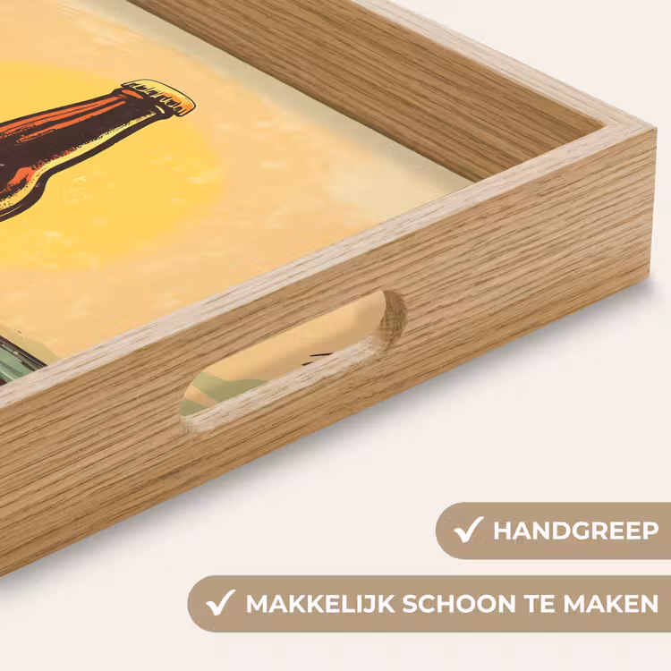 Bierfles - Zonsondergang - Palmbomen - Zee Dienblad Rechthoek middel -USP_HandgreepNL