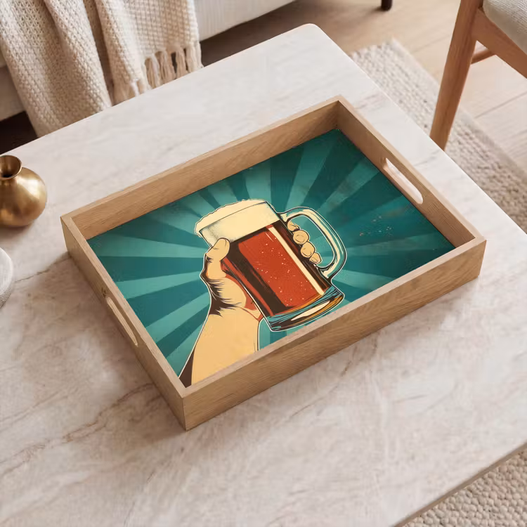 Bierglas - Schuim - Retro - Groen Dienblad Rechthoek middel -sfeer1