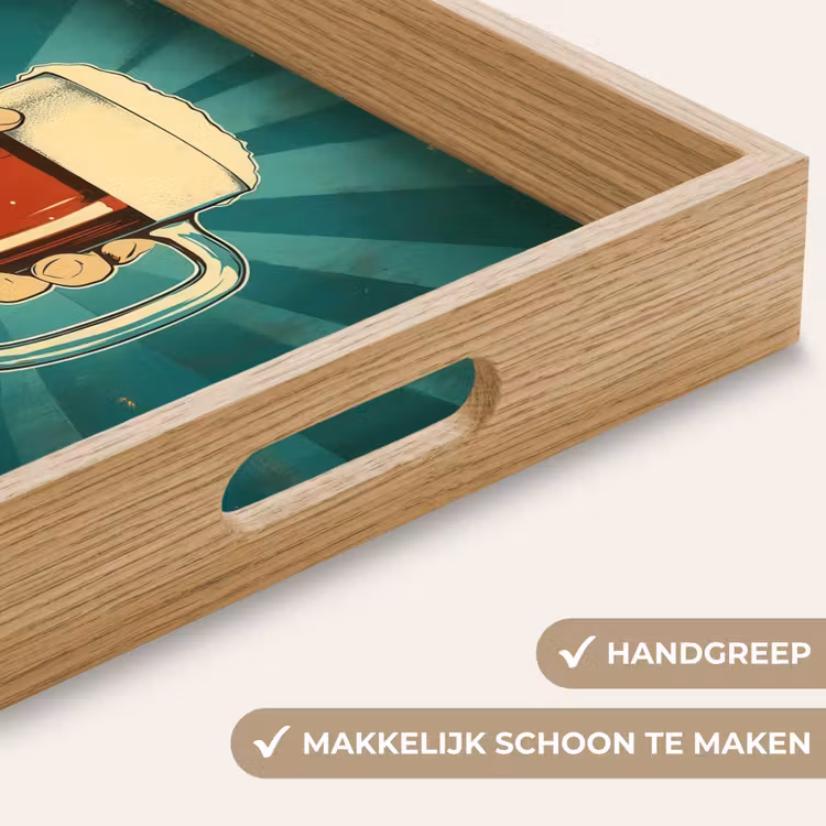 Bierglas - Schuim - Retro - Groen Dienblad Rechthoek middel -USP_HandgreepNL