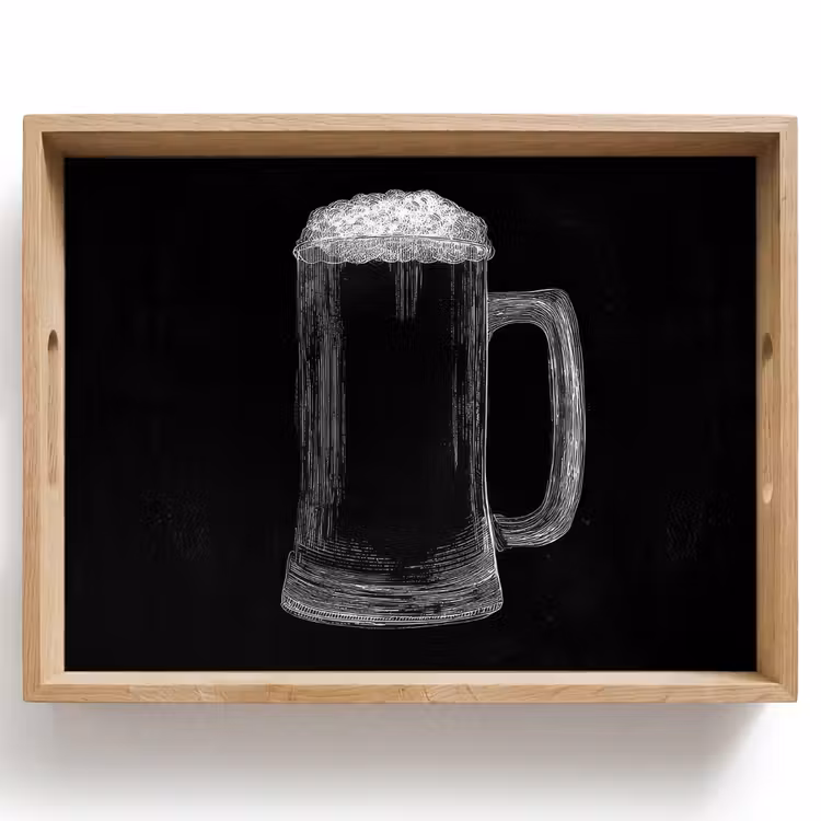 Bierpul - Schuim - Krijttekening Dienblad Rechthoek middel -z3d_shopping