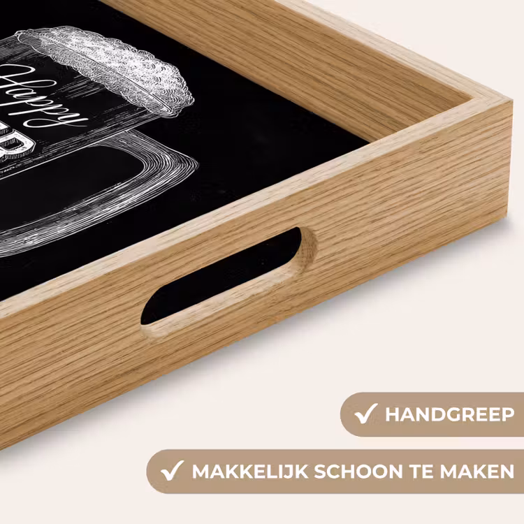 Bierpul - Witte krijtletters - Happy beer day Dienblad Rechthoek middel -USP_HandgreepNL