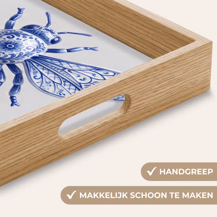 Bij - Modern - Delfts - Blauw Dienblad Rechthoek middel -USP_HandgreepNL