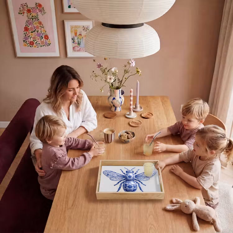 Bij - Modern - Delfts - Blauw Dienblad Rechthoek middel -sfeer4