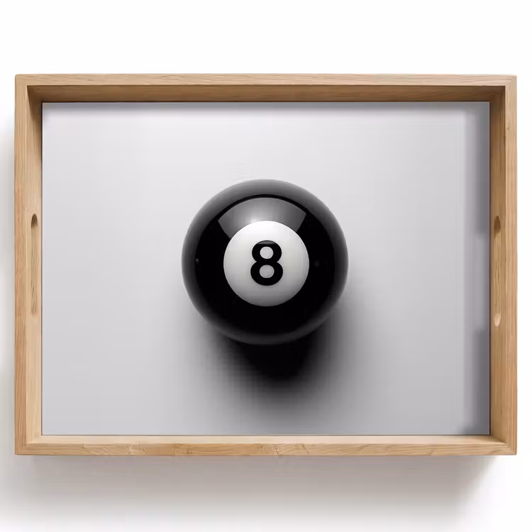 Biljartbal - Getal - Acht - Wit Dienblad Rechthoek middel -z3d_shopping