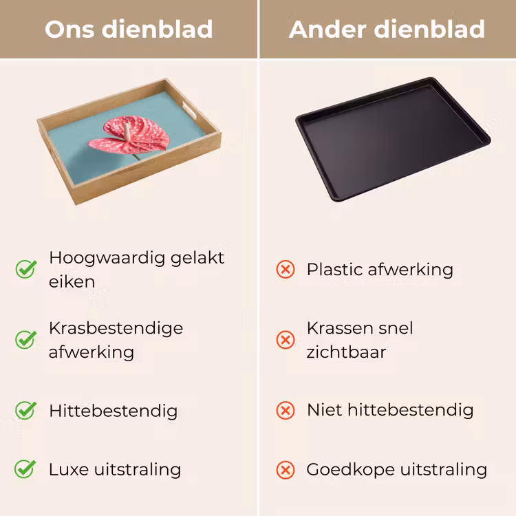 Blad - Anthurium - Stippen - Roze Dienblad Rechthoek middel -USP_VergelijkingNL