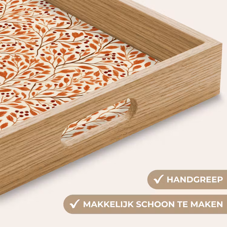 Bladeren - Botanisch - Terracotta Dienblad Rechthoek middel 911 -USP_HandgreepNL