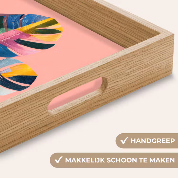 Bladeren - Geschilderd - Vlakken - Kleurrijk Dienblad Rechthoek middel -USP_HandgreepNL