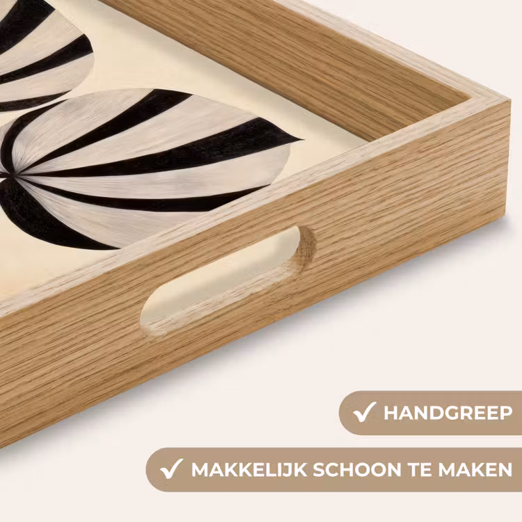 Bladeren - Gestreept - Stengel - Beige Dienblad Rechthoek middel -USP_HandgreepNL