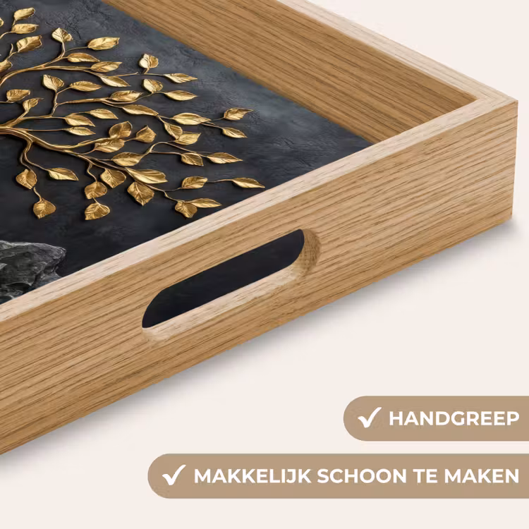 Bladeren - Goud - Boom - Rots Dienblad Rechthoek middel -USP_HandgreepNL