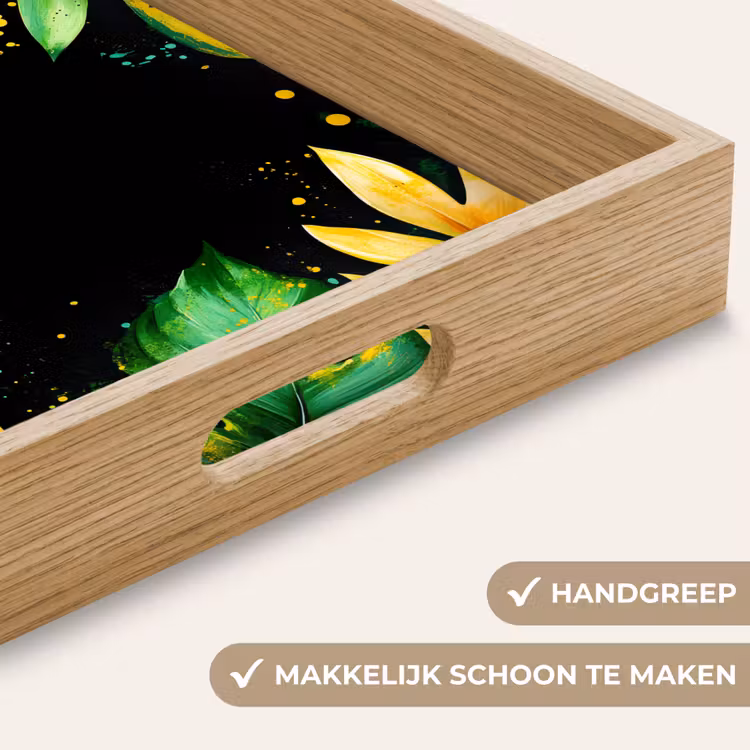 Bladeren - Groen - Geel - Verf - Jungle Dienblad Rechthoek middel -USP_HandgreepNL