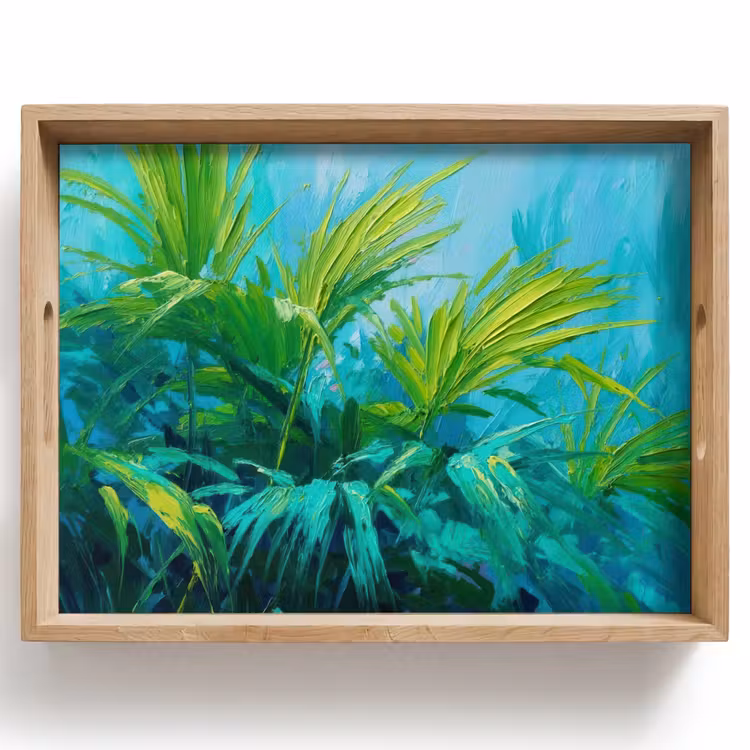 Bladeren - Groen - Schilderij - Abstract Dienblad Rechthoek middel -z3d_shopping