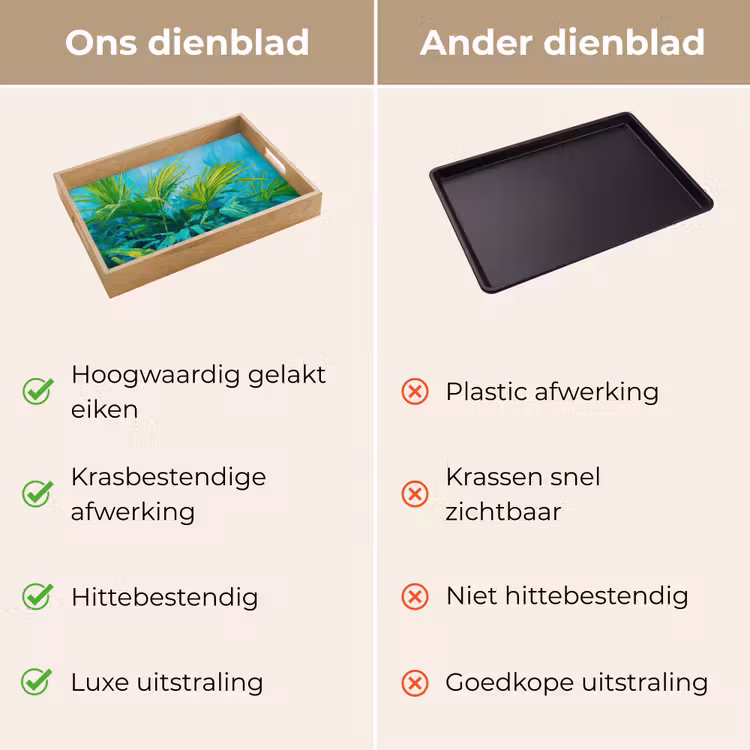 Bladeren - Groen - Schilderij - Abstract Dienblad Rechthoek middel -USP_VergelijkingNL