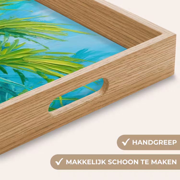 Bladeren - Groen - Schilderij - Abstract Dienblad Rechthoek middel -USP_HandgreepNL