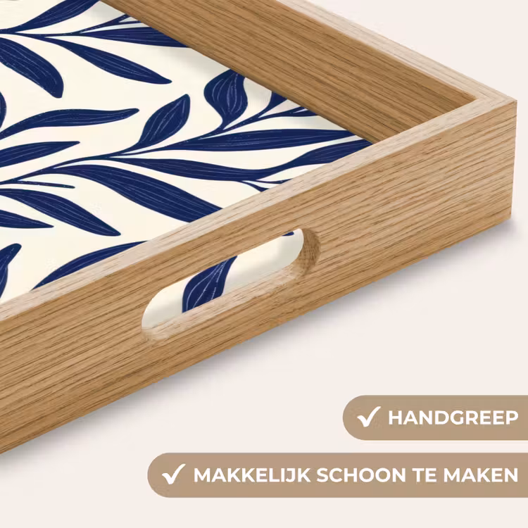 Bladeren - Klimop - Donkerblauw Dienblad Rechthoek middel -USP_HandgreepNL