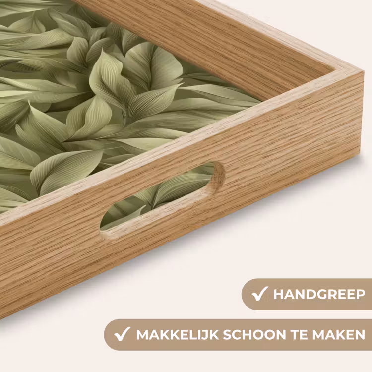 Bladeren - Modern - Groen Dienblad Rechthoek middel 911 -USP_HandgreepNL