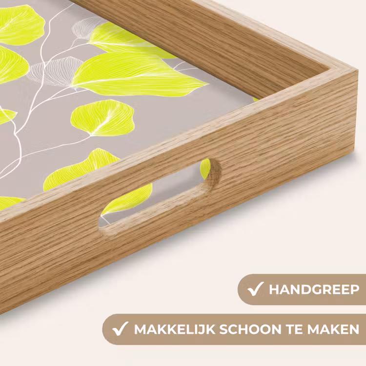 Bladeren - Neon - Geel - Lijnen Dienblad Rechthoek middel -USP_HandgreepNL