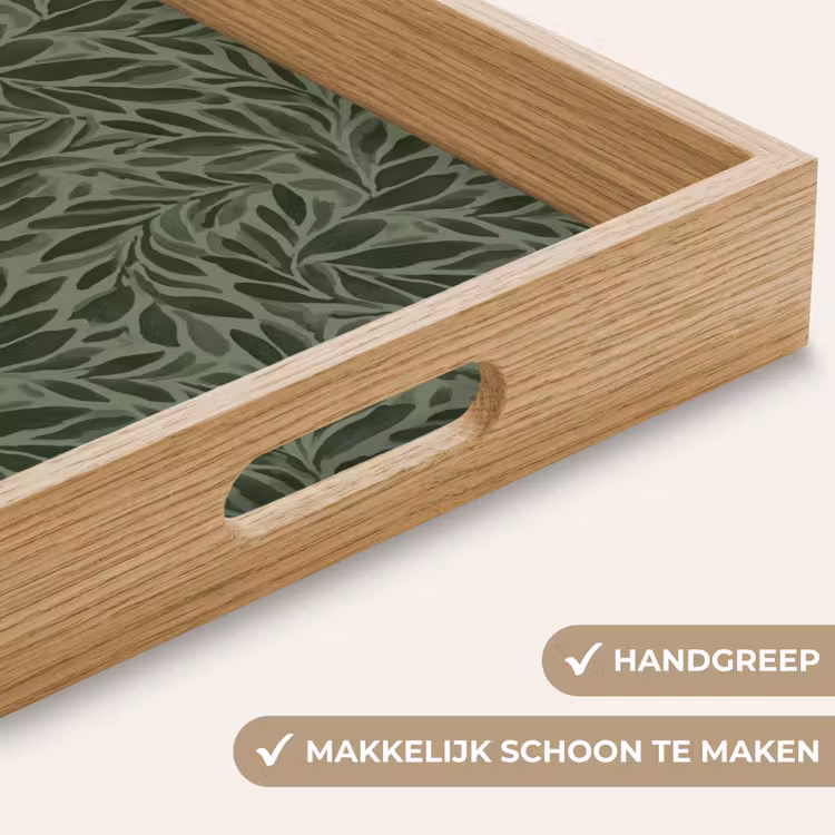 Bladeren - Organisch - Groen Dienblad Rechthoek middel 911 -USP_HandgreepNL