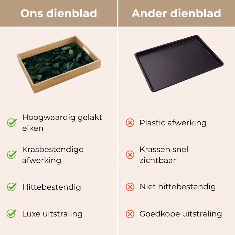 Bladeren - Ovaal - Groen - Nerven Dienblad Rechthoek middel -USP_VergelijkingNL