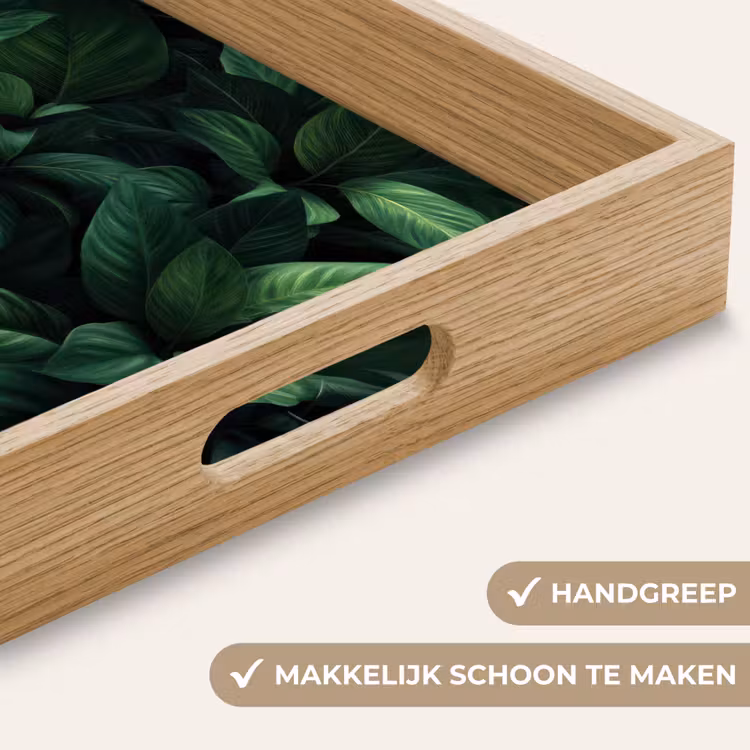 Bladeren - Ovaal - Groen - Nerven Dienblad Rechthoek middel -USP_HandgreepNL