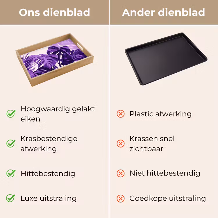 Bladeren - Paars - Tropisch - Abstract Dienblad Rechthoek middel -USP_VergelijkingNL