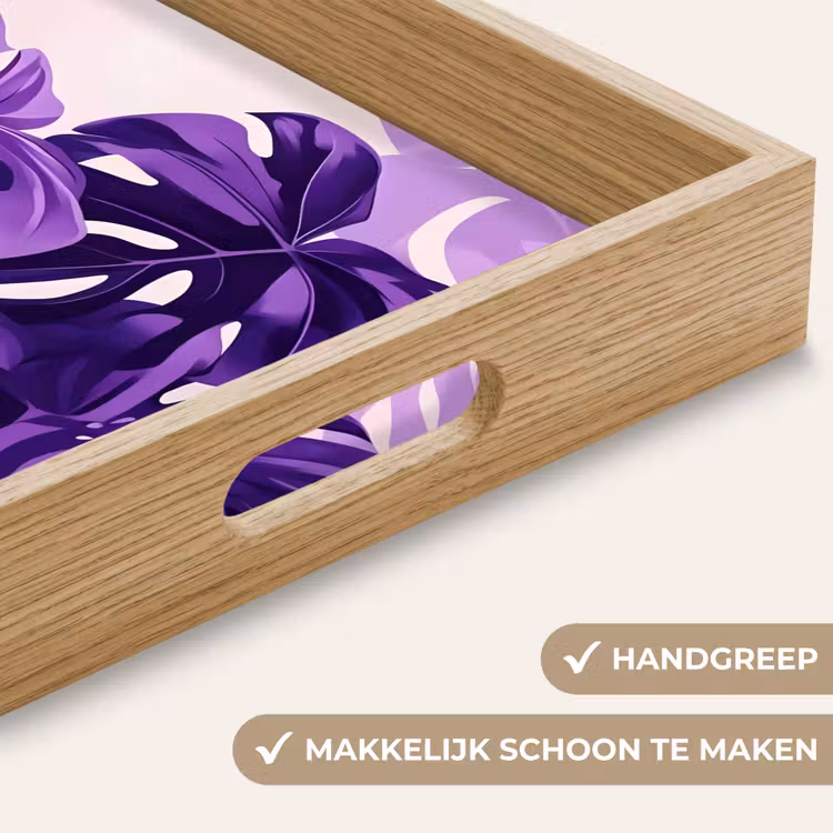 Bladeren - Paars - Tropisch - Abstract Dienblad Rechthoek middel -USP_HandgreepNL