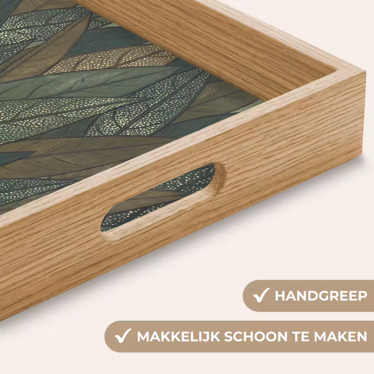 Bladeren - Patroon - Gestippeld - Natuur - Groen Dienblad Rechthoek middel -USP_HandgreepNL