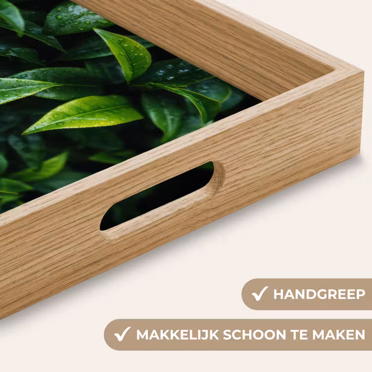 Bladeren - Regendruppels - Licht - Groen Dienblad Rechthoek middel -USP_HandgreepNL