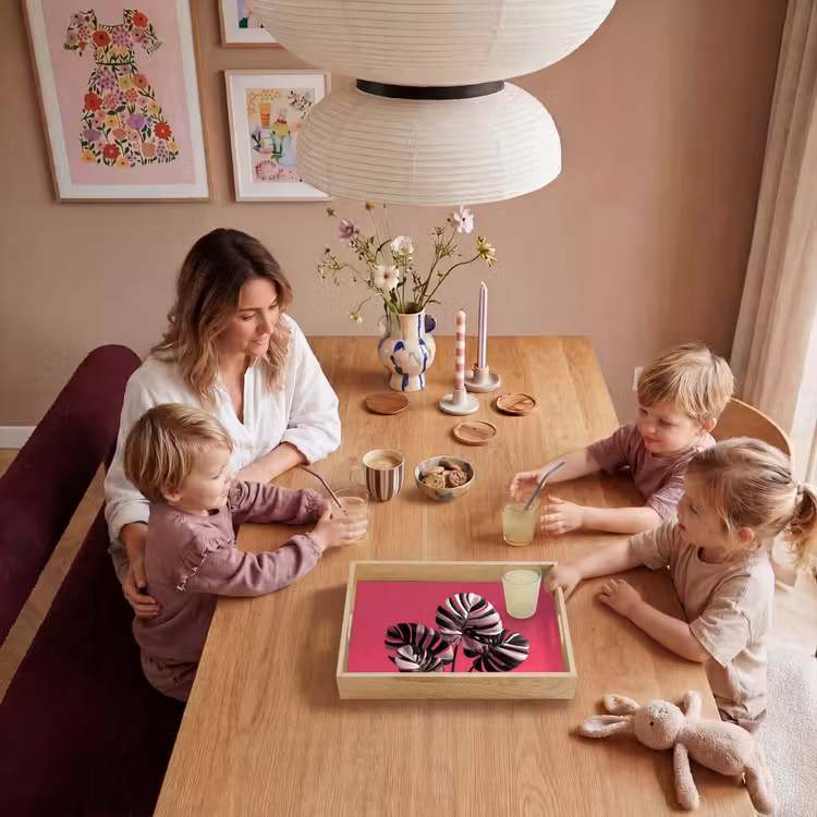 Bladeren - Rond - Roze Dienblad Rechthoek middel -sfeer4