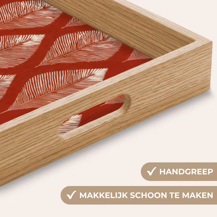 Bladeren - Rood - Elegant Dienblad Rechthoek middel -USP_HandgreepNL