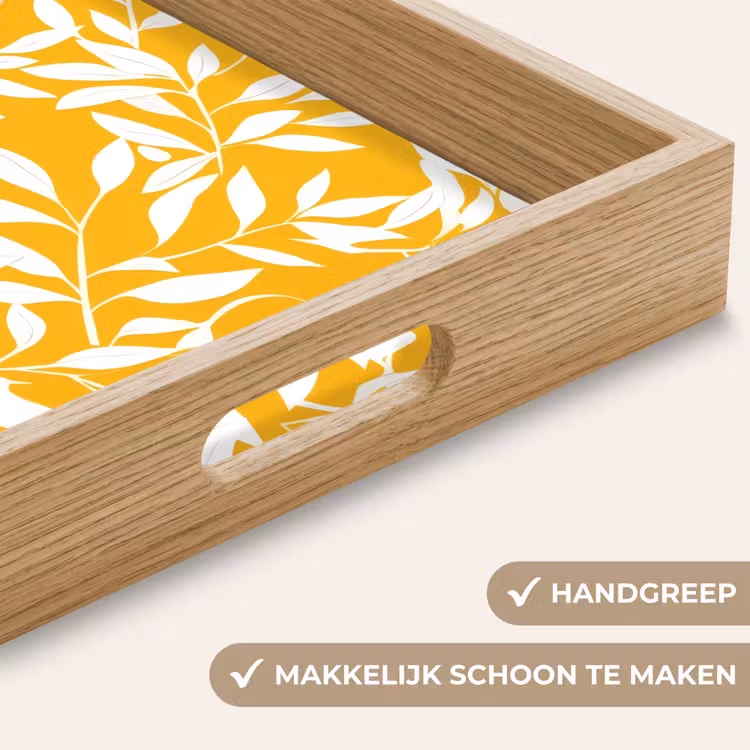 Bladeren - Takken - Geel Dienblad Rechthoek middel -USP_HandgreepNL