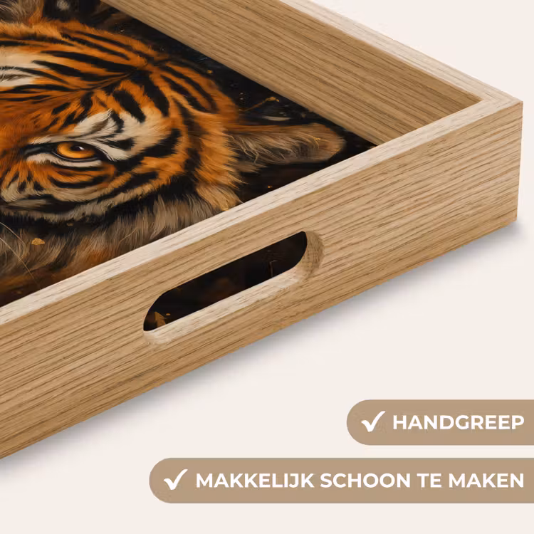 Bladeren - Tijger - Oranje Dienblad Rechthoek middel -USP_HandgreepNL
