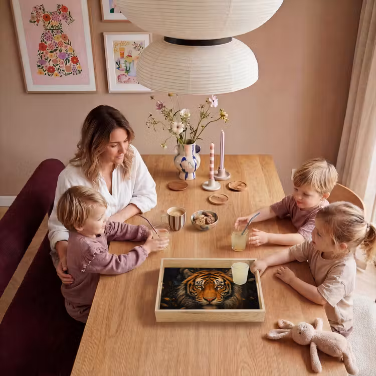 Bladeren - Tijger - Oranje Dienblad Rechthoek middel -sfeer4
