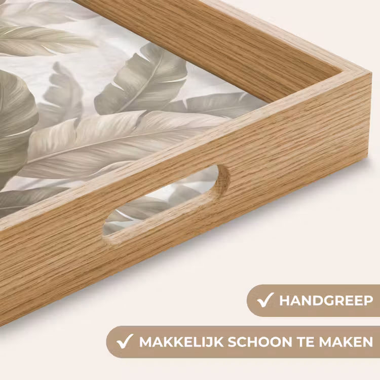 Bladeren - Tropisch - Natuur - Abstract - Beige Dienblad Rechthoek middel -USP_HandgreepNL