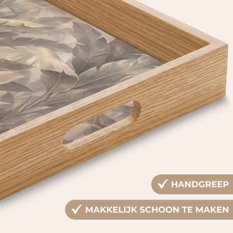 Bladeren - Tropisch - Natuur - Modern - Beige Dienblad Rechthoek middel -USP_HandgreepNL