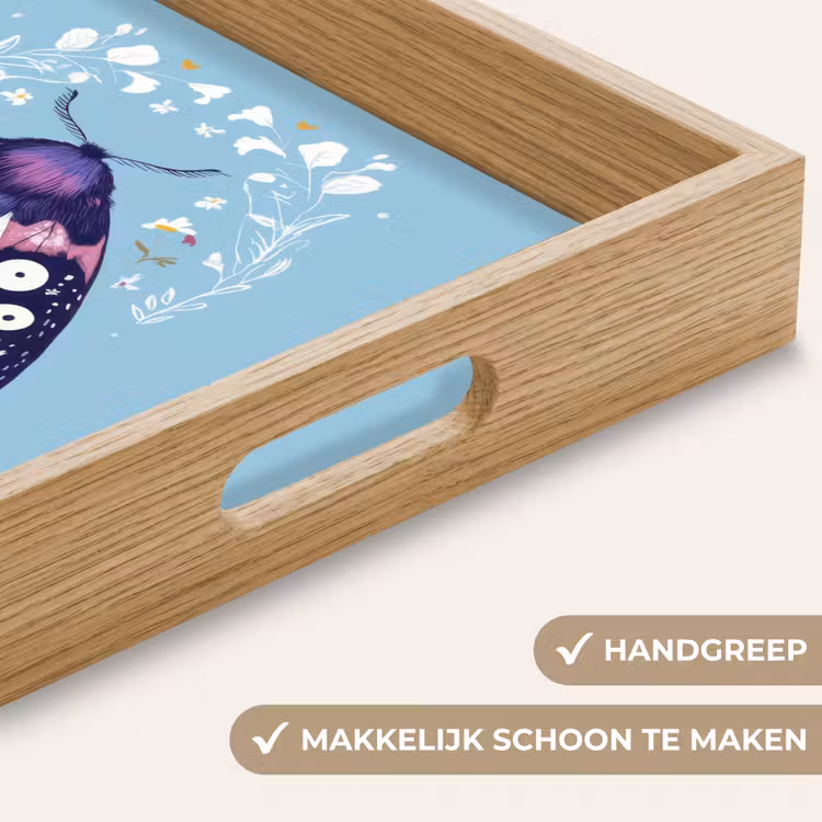 Bladeren - Wit - Vlinder - Insect Dienblad Rechthoek middel -USP_HandgreepNL