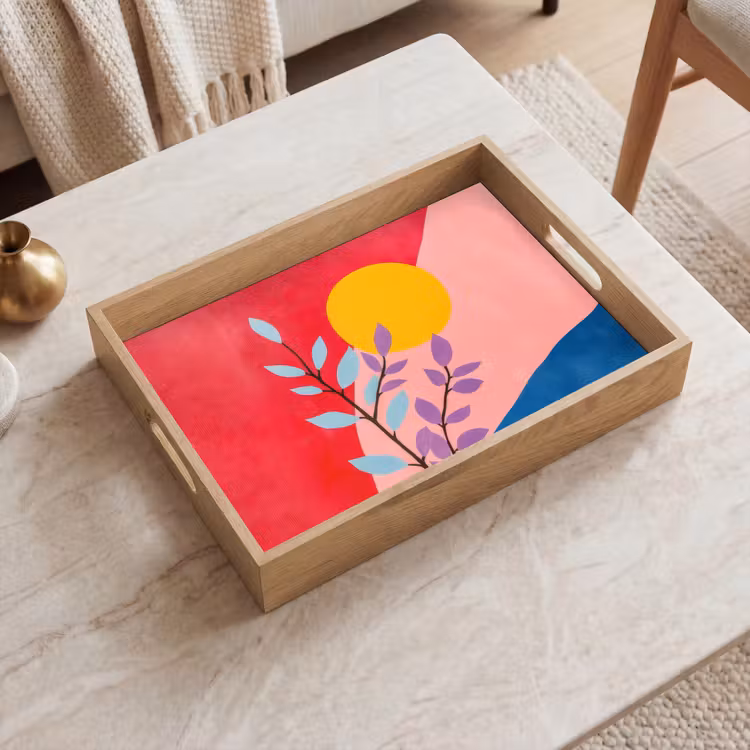 Bladeren - Zon - Abstracte vormen Dienblad Rechthoek middel -sfeer1