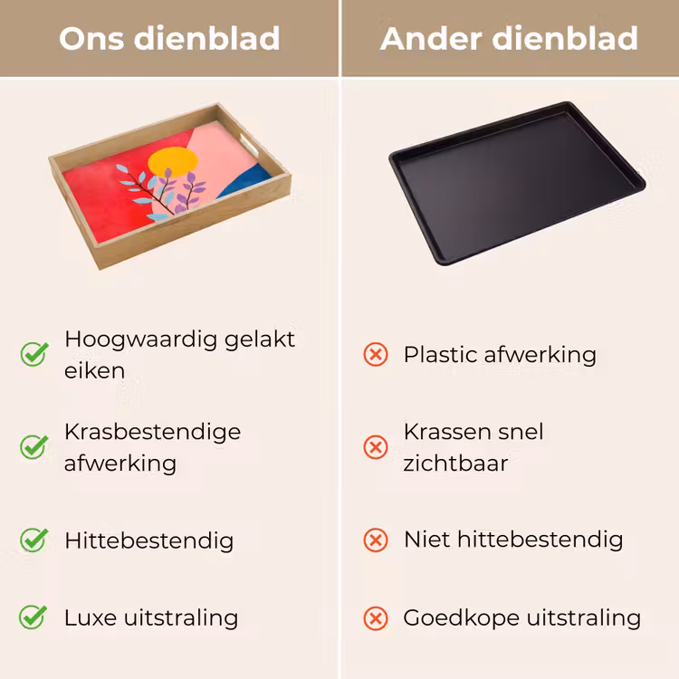Bladeren - Zon - Abstracte vormen Dienblad Rechthoek middel -USP_VergelijkingNL