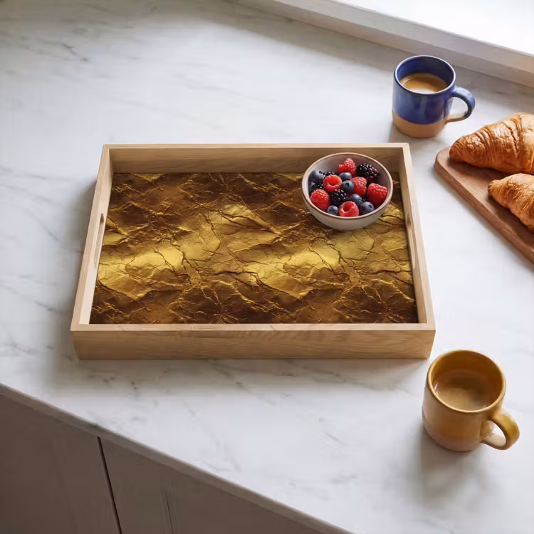 Bladgoud - Textuur - Goud Dienblad Rechthoek middel 911 -sfeer2