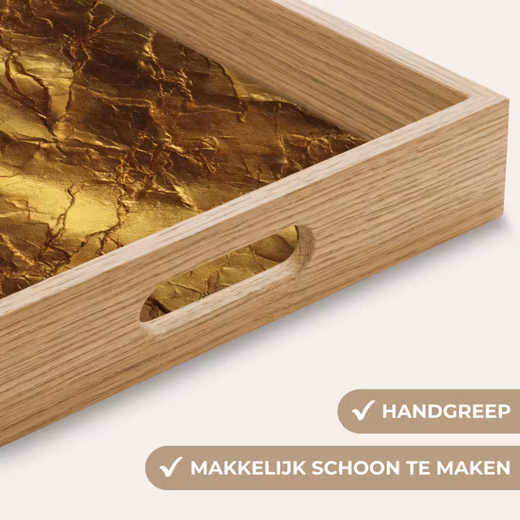 Bladgoud - Textuur - Goud Dienblad Rechthoek middel 911 -USP_HandgreepNL
